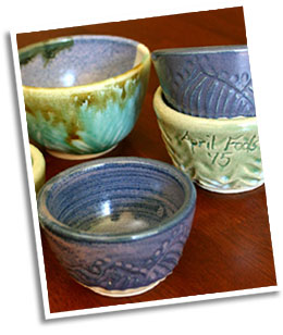 Hand-carved pottery bowls